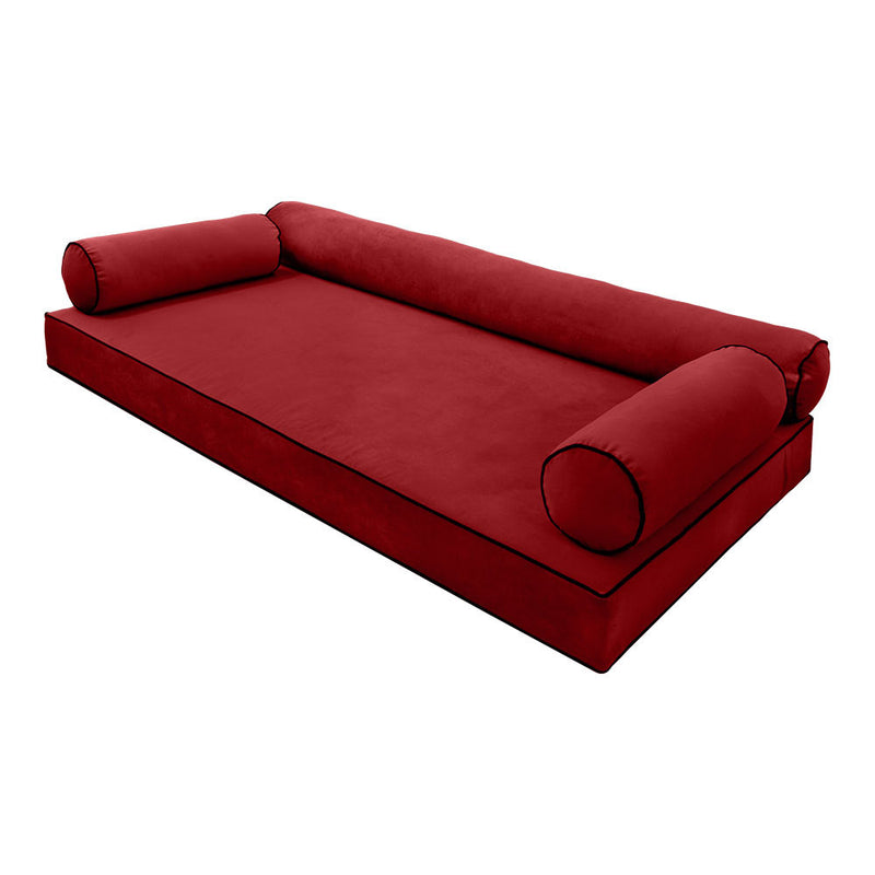 STYLE V6 Twin Velvet Contrast Pipe Indoor Daybed Mattress Pillow |COVER ONLY| AD369