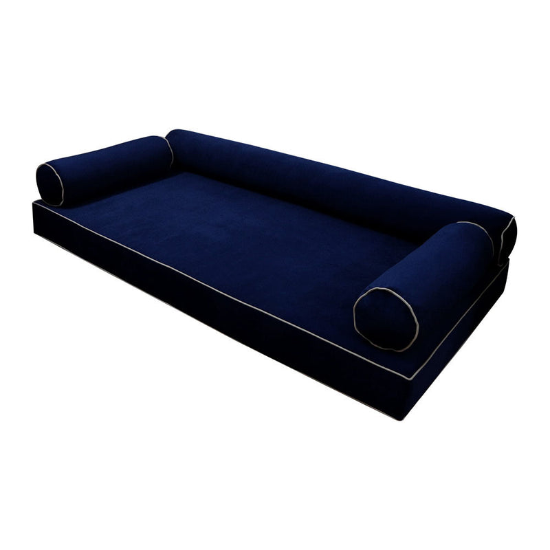 STYLE V6 Twin Velvet Contrast Pipe Indoor Daybed Mattress Pillow |COVER ONLY| AD373