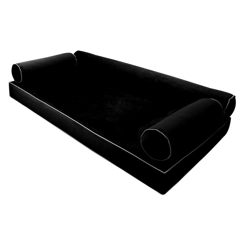 STYLE V6 Twin Velvet Contrast Pipe Indoor Daybed Mattress Pillow |COVER ONLY| AD374