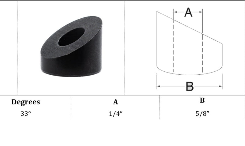 1/4" Black Oxide Stainless Steel Angled Washer 33 Degree Beveled Cable Railing