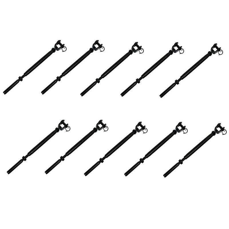 10Pc 1/8" Black T316 SS Hand Swage Jaw Line Stud Pipe Body Turnbuckle Cable Rail