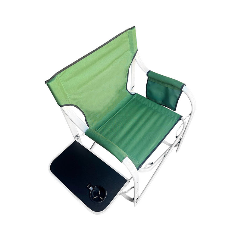 Green Foldable Director Chair Camping Chair Cup Holder Side Table Camp Seat