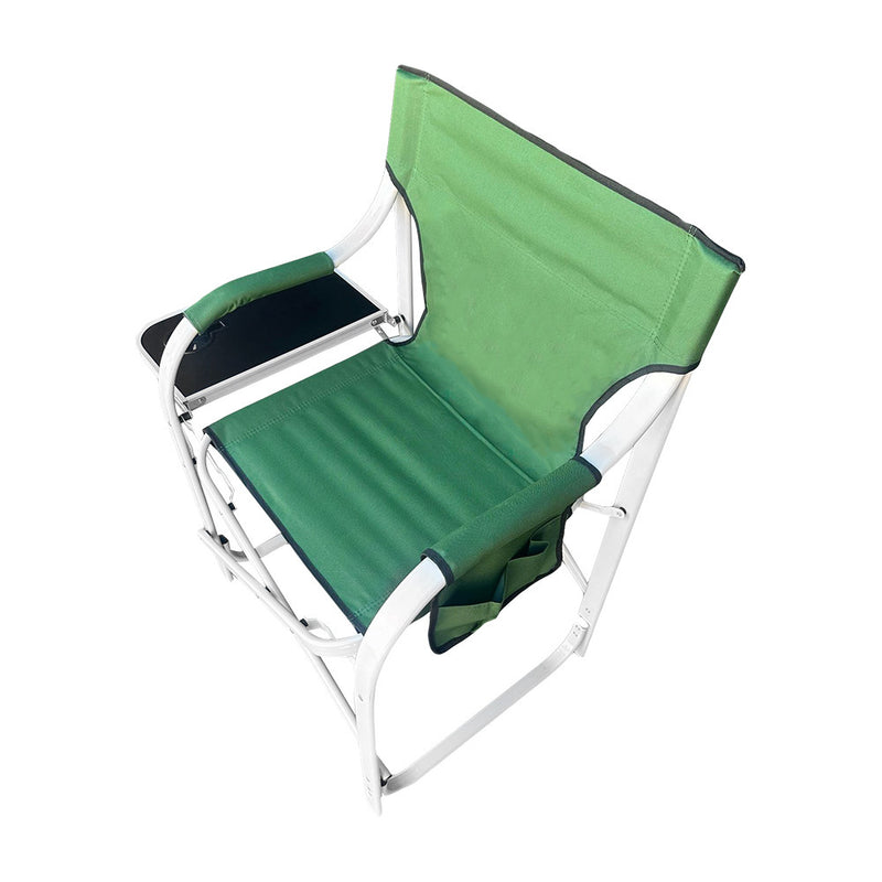 Green Foldable Director Chair Camping Chair Cup Holder Side Table Camp Seat