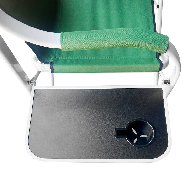 Green Foldable Director Chair Camping Chair Cup Holder Side Table Camp Seat