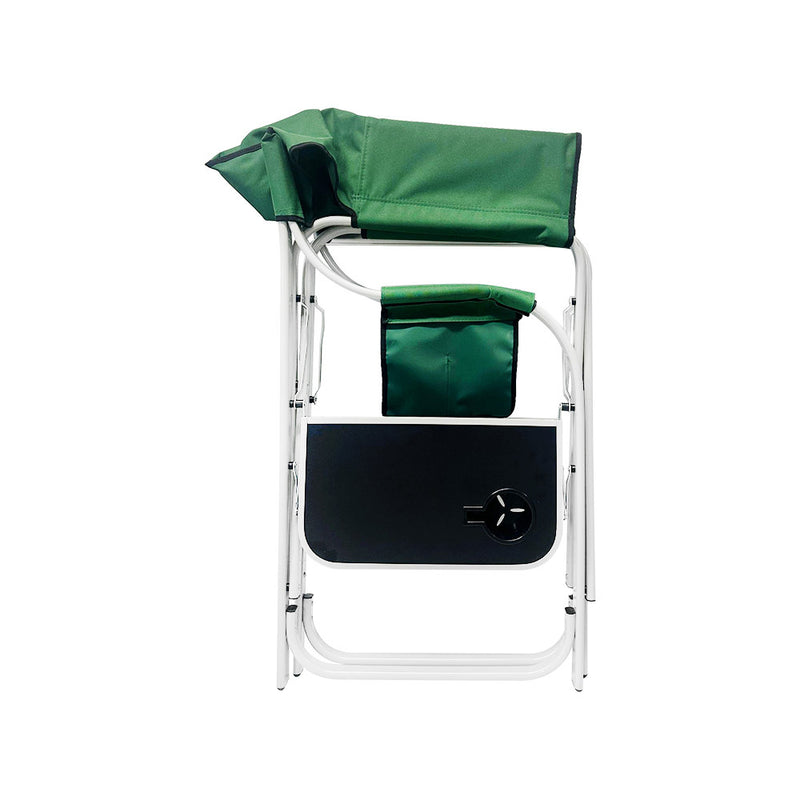 Green Foldable Director Chair Camping Chair Cup Holder Side Table Camp Seat