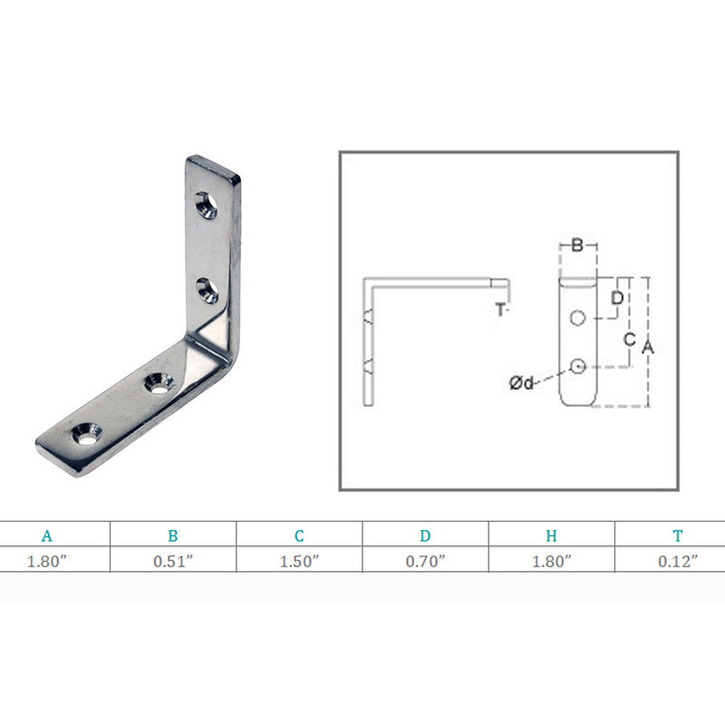 10 Pc Marine Boat Stainless Steel 1-3/4" Rectangle Angle Plate Rigging Lifting