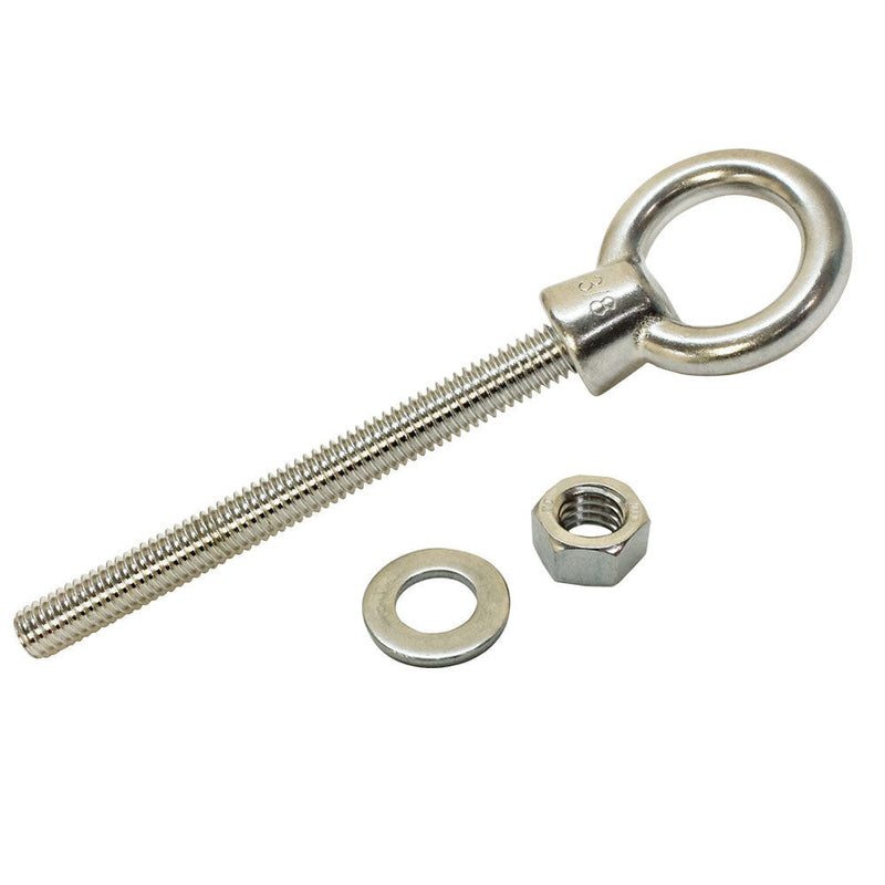 Stainless Steel T316 Marine Shoulder Eye Bolt Fully Threaded 4" 6" 12"