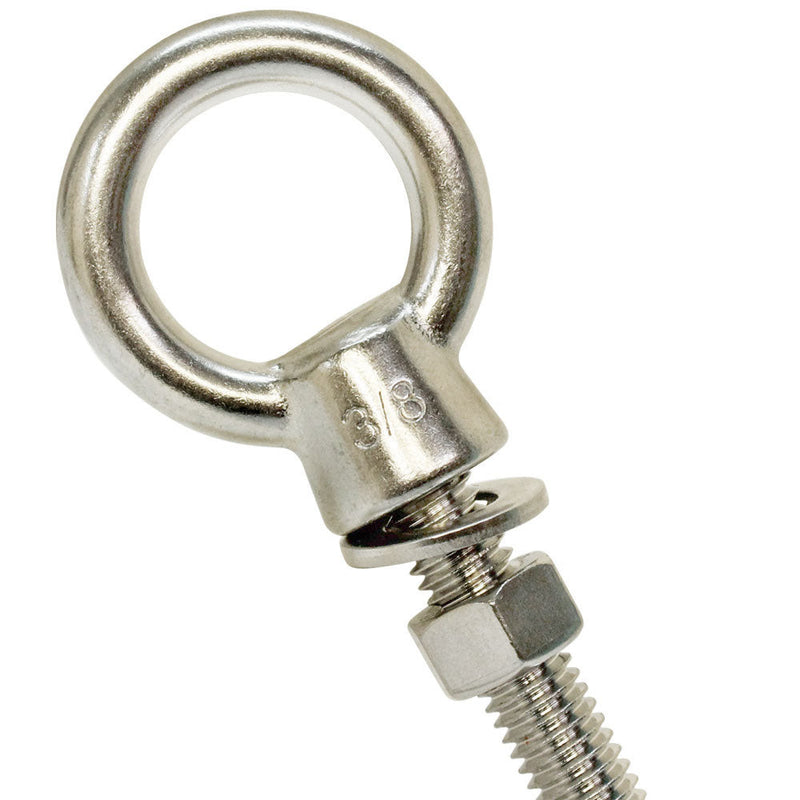 Stainless Steel T316 Marine Shoulder Eye Bolt Fully Threaded 4" 6" 12"