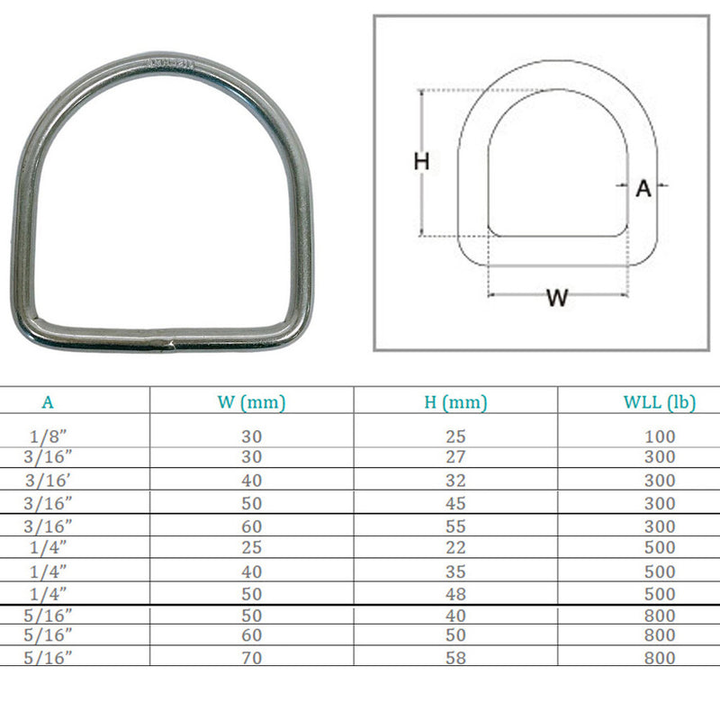 Marine Boat Stainless Steel D-Ring D Ring Yacht Sailing hardware