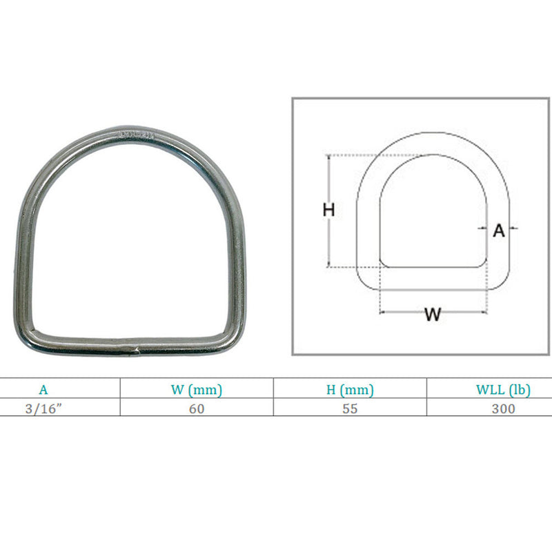 Marine Boat Stainless Steel D-Ring D Ring Yacht Sailing hardware