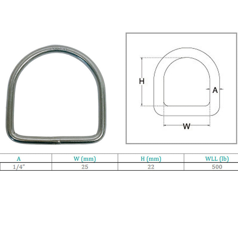 Marine Boat Stainless Steel D-Ring D Ring Yacht Sailing hardware