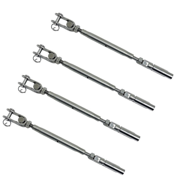 4 Pc Marine Boat SS Swageless & Toggle Turnbuckle For 3/16" Cable Rail Wire Rope