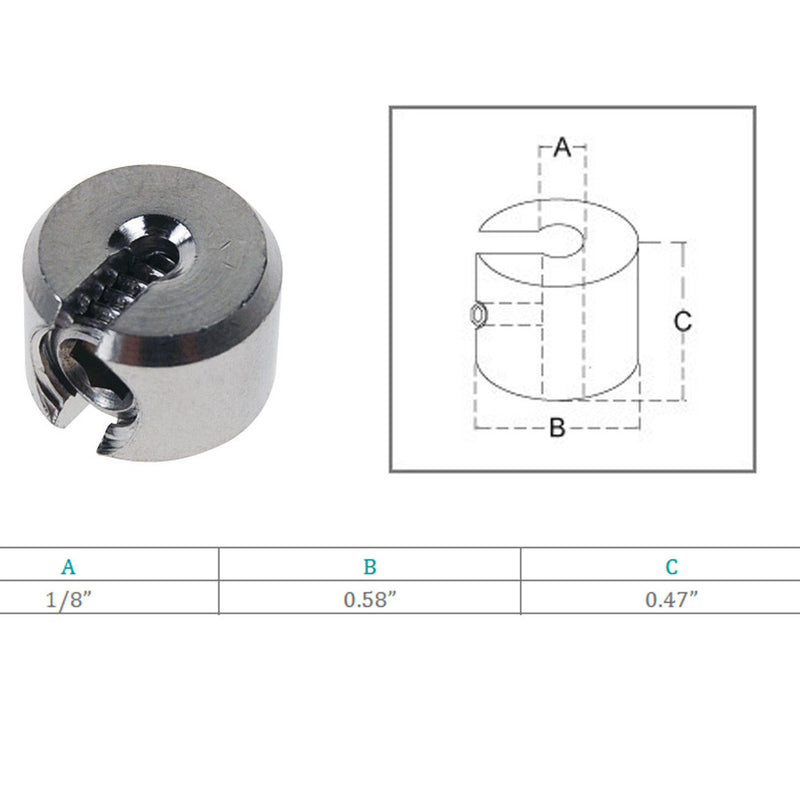 10 Pc Marine Stainless Steel 316 Single Piece 1/8" Cable Clamp Railing Rope Wire