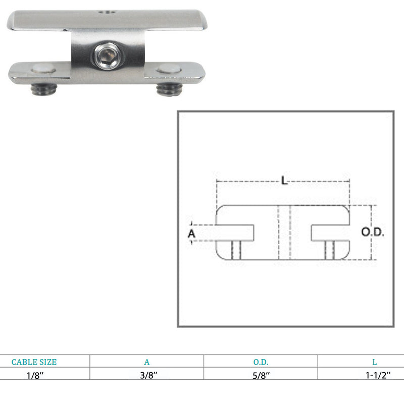 Marine Boat Stainless Steel T316 1/8" Double End Shelf Clamp Cable Rope Wire