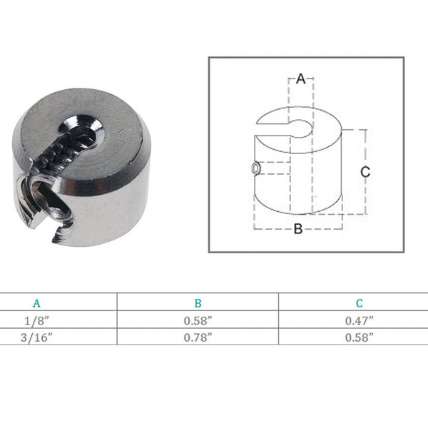 Marine Stainless Steel T316 Single Piece Cable Clamp Railing Rope Wire