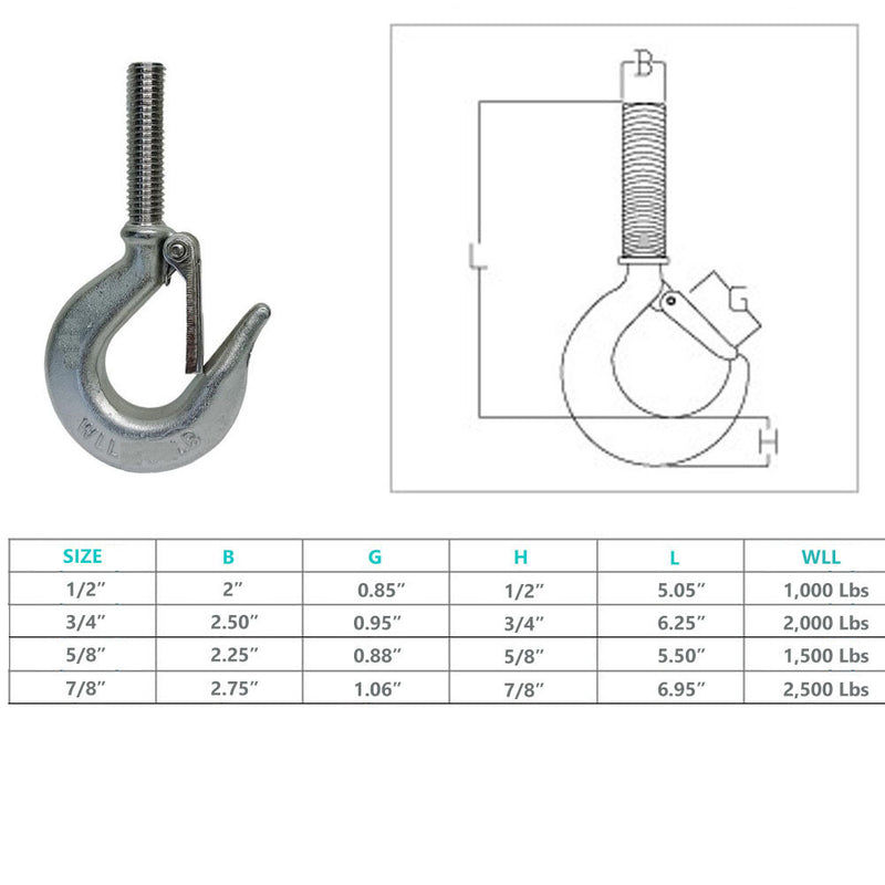 Marine Stainless Steel Threaded Shank Hook Drop Forged Hook _ Various Size