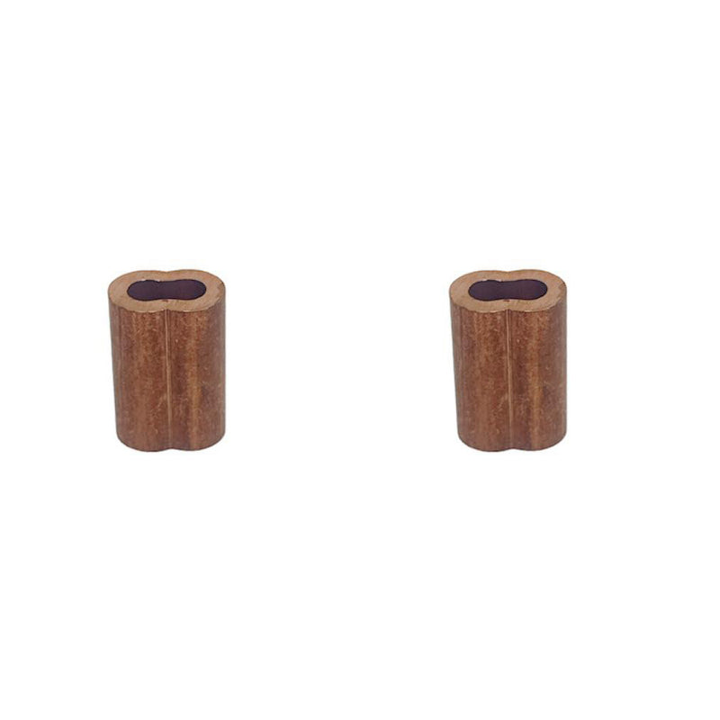 2 Pc 5/16" Copper Sleeve Wire Rope Swage Crimp Crimping Clip Duplex Oval Sleeves