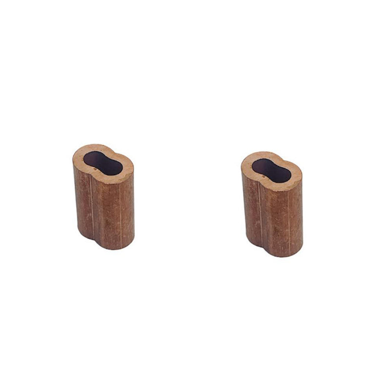 2 Pc 5/16" Copper Sleeve Wire Rope Swage Crimp Crimping Clip Duplex Oval Sleeves