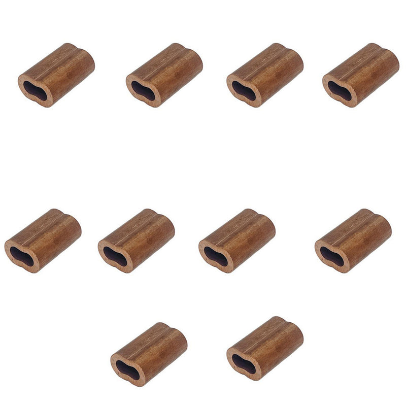 10 Pc 3/8" Copper Sleeve Wire Rope Swage Crimp Crimping Clip Duplex Oval Sleeves