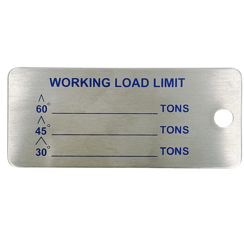 4Pc Marine Stainless Steel 3-1/2" x 1-1/2" Sling Tag WLL Working Load Limit Tag