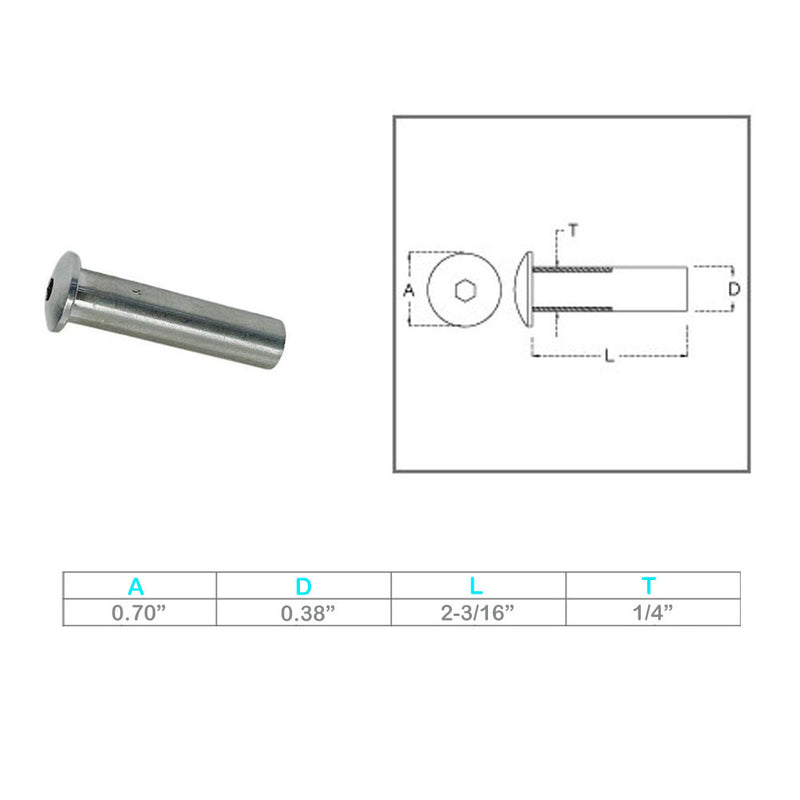 Marine Boat Stainless Steel T316 1/4" Dome Head Stud Receiver Wire Cable Railing