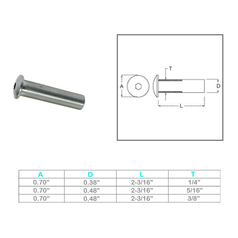 Marine Boat Stainless Steel T316 Dome Head Stud Receiver Wire Cable Railing