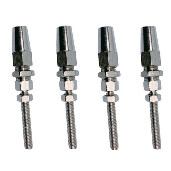 4 Pc Stainless Steel 3/16" Swageless Threaded Stud 5/16" Thread 3/16" Cable