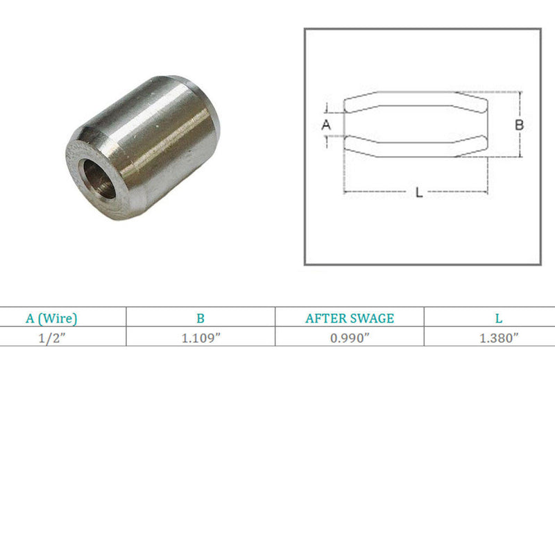 Marine Boat Stainless Steel T316 1/2" Button Stop Wire Rope Cable Button Stop